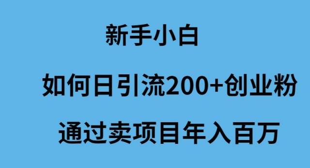 新手小白如何日引流200+创业粉通过卖项目年入百万-享创网