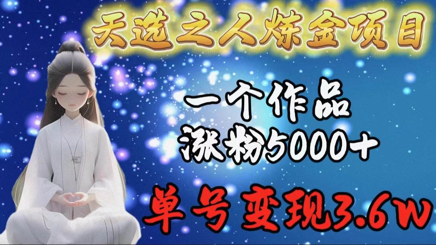 天选之人炼金项目，一个作品涨粉5000+，单号变现3.6w-享创网