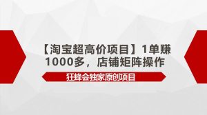 【淘宝超高价项目】1单赚1000多,店铺矩阵操作-享创网
