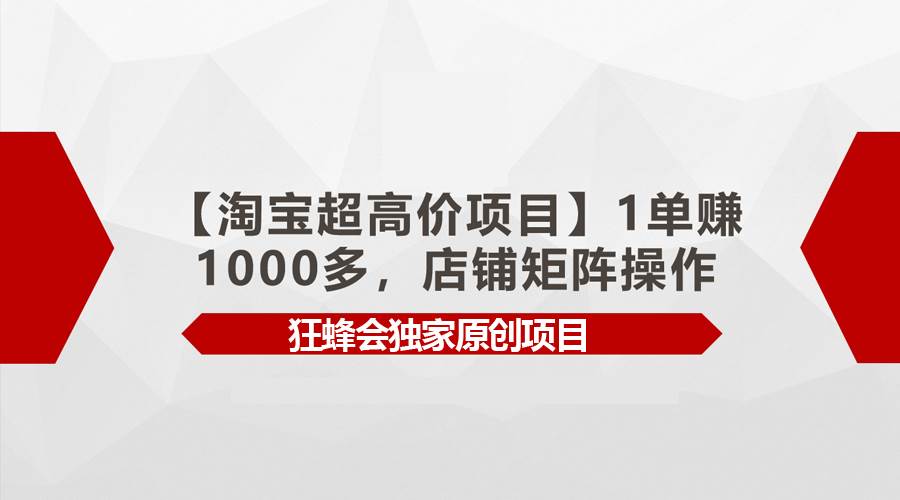 【淘宝超高价项目】1单赚1000多，店铺矩阵操作-享创网