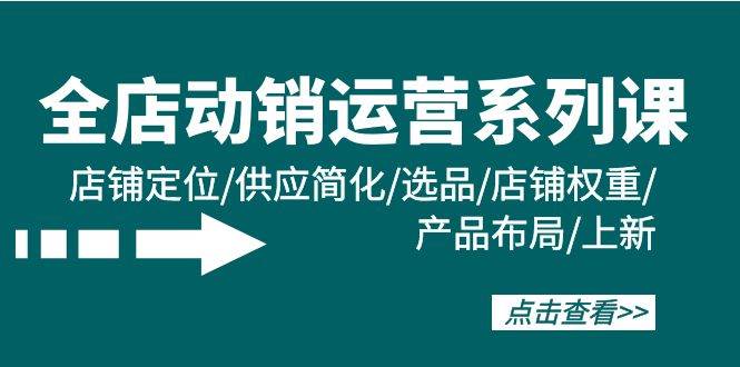 全店·动销运营系列课：店铺定位/供应简化/选品/店铺权重/产品布局/上新-享创网
