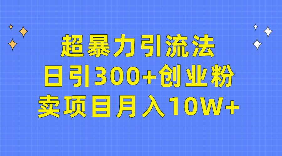 超暴力引流法，日引300+创业粉，卖项目月入10W+-享创网