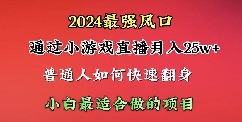 2024年最强风口，通过小游戏直播月入25w+单日收益5000+小白最适合做的项目-享创网
