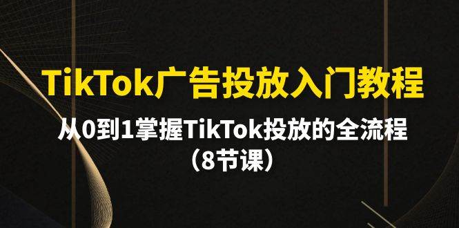 TikTok广告投放入门教程，从0到1掌握TikTok投放的全流程（8节课）-享创网