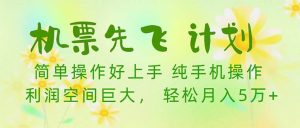 机票 先飞计划！用里程积分 兑换机票售卖赚差价 纯手机操作 小白月入5万+-享创网
