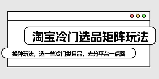 淘宝冷门选品矩阵玩法：换种玩法，选一些冷门类目品，去分平台一点羹-享创网