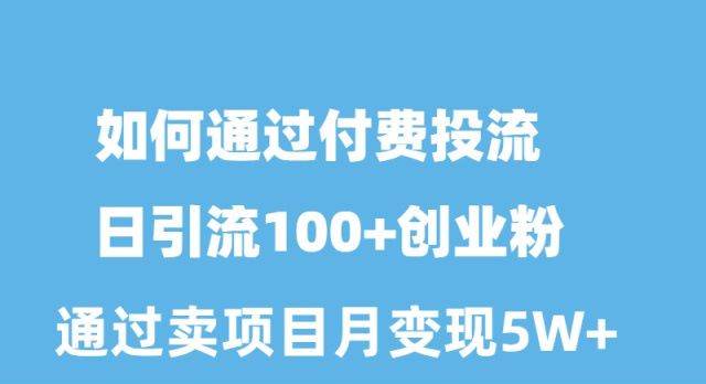 如何通过付费投流日引流100+创业粉月变现5W+-享创网