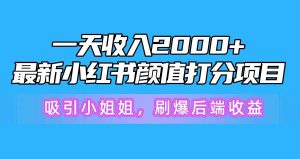 一天收入2000+,最新小红书颜值打分项目,吸引小姐姐,刷爆后端收益-享创网