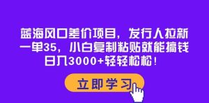 蓝海风口差价项目,发行人拉新,一单35,小白复制粘贴就能搞钱!日入3000+轻轻松松-享创网