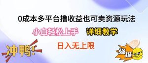 0成本多平台撸收益也可卖资源玩法,小白轻松上手。详细教学日入500+附资源-享创网