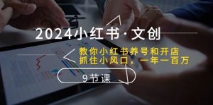 2024小红书·文创：教你小红书养号和开店、抓住小风口 一年一百万 (9节课)-享创网
