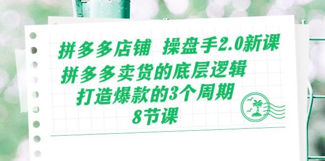 拼多多店铺 操盘手2.0新课，拼多多卖货的底层逻辑，打造爆款的3个周期-8节-享创网