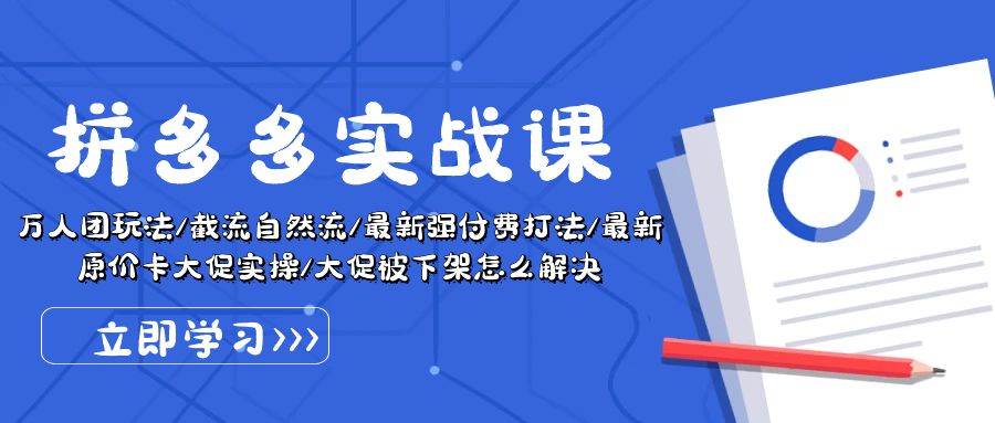 拼多多·实战课：万人团玩法/截流自然流/最新强付费打法/最新原价卡大促..-享创网