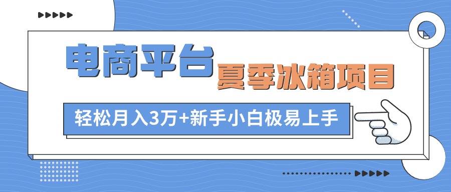 电商平台夏季冰箱项目，轻松月入3万+，新手小白极易上手-享创网