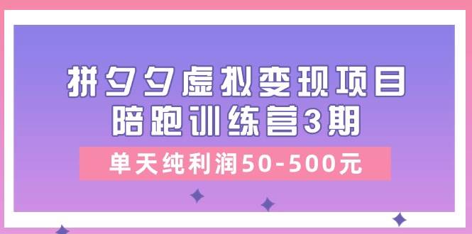 某收费培训《拼夕夕虚拟变现项目陪跑训练营3期》单天纯利润50-500元-享创网