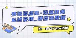 拼多多虚拟-引流技术与私域变现_拼多多教程：开一家月入2w店铺-享创网