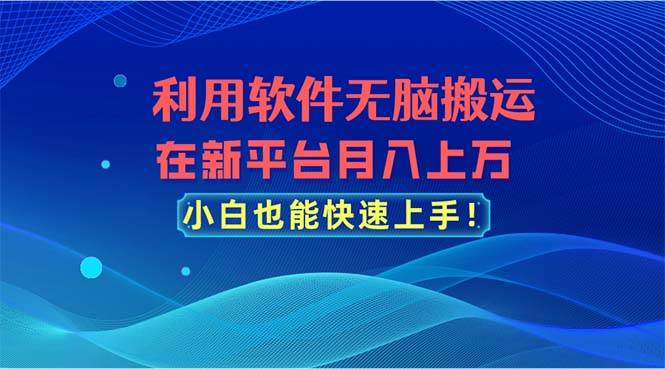 利用软件无脑搬运，在新平台月入上万，小白也能快速上手-享创网