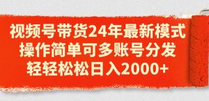 视频号带货24年最新模式,操作简单可多账号分发,轻轻松松日入2000+-享创网