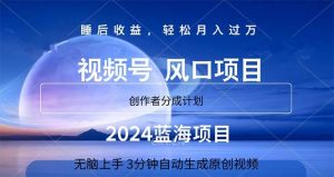 2024蓝海项目,3分钟自动生成视频,月入过万-享创网