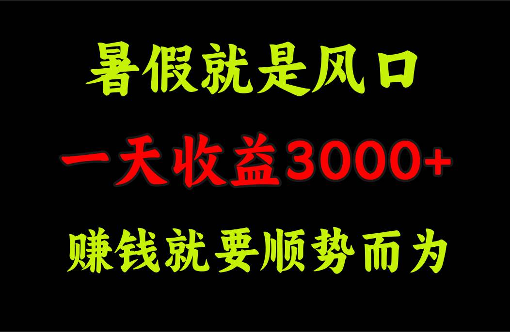 一天收益3000+ 赚钱就是顺势而为，暑假就是风口-享创网