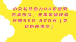 小众软件助力QQ短视频另类玩法，无需剪辑轻松日赚500-800元（支持矩阵…-享创网