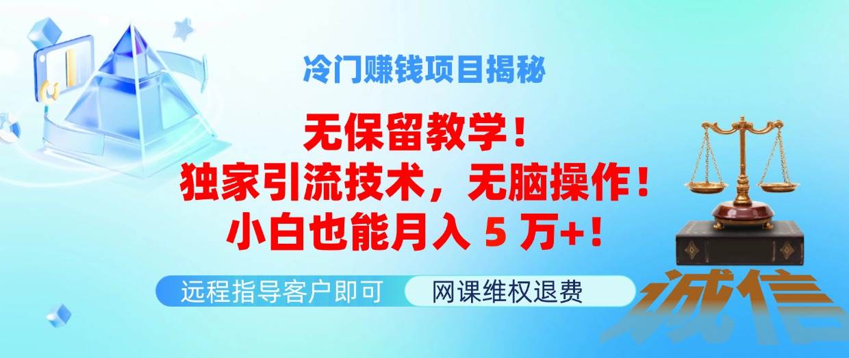 冷门赚钱项目无保留教学！独家引流技术，无脑操作！小白也能月入5万+！-享创网