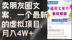 卖朋友圈文案，一个最新的虚拟项目，月入4W+（教程+素材）-享创网