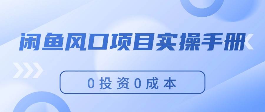 闲鱼风口项目实操手册，0投资0成本，让你做到，月入过万，新手可做-享创网