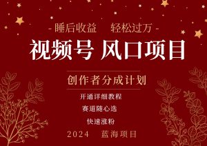 拥有睡眠收益的微信视频号大风口项目,轻松月入过万+,多赛道选择,可矩阵,玩法简单轻松上手-享创网