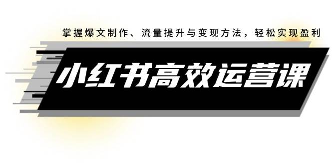 小红书高效运营课：掌握爆文制作、流量提升与变现方法，轻松实现盈利-享创网