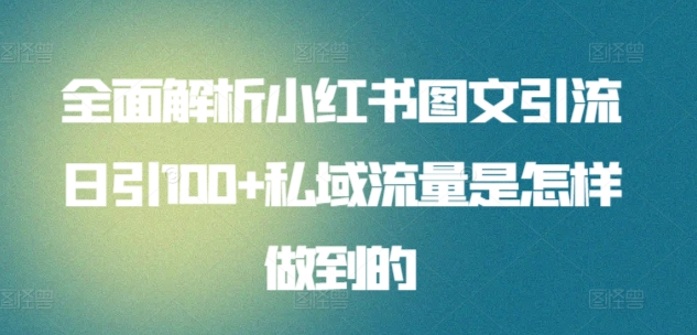 日引流100私域流量小红书图文是怎样做到的全面解析-享创网