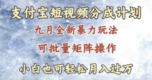 九月最新暴力玩法,支付宝短视频分成计划,轻松月入过万-享创网