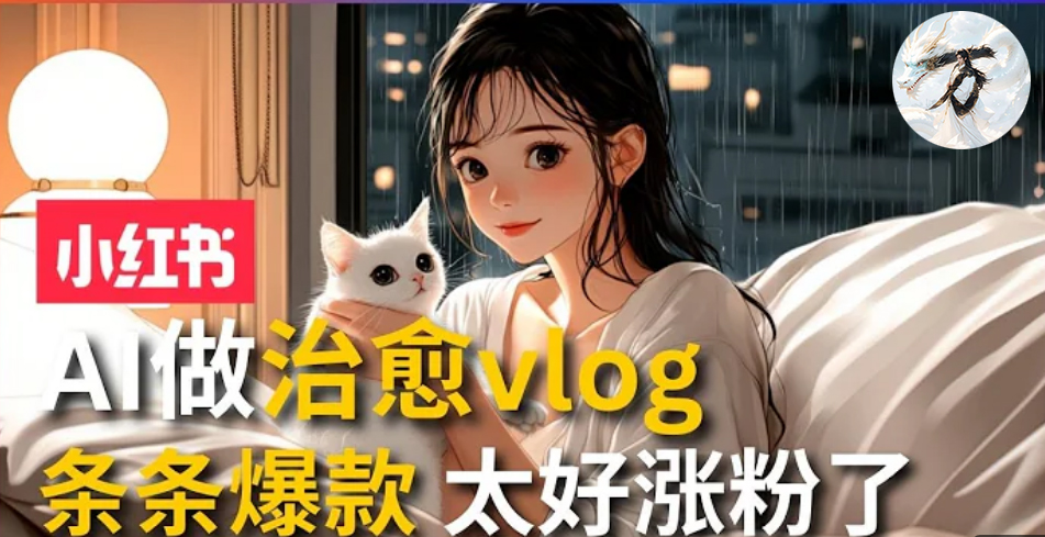 AI治愈系vlog动画视频，小红书7天 涨粉破千，商单报价1500+，0成本制作，日入2000+，有手就会 -享创网