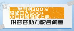 拼多多助力配合闲鱼 一单利润300% 轻松日入500+ 小白也能轻松上手!-享创网