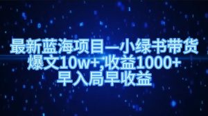 最新蓝海项目小绿书带货,爆文10w+,收益1000+,早入局早获益!!-享创网