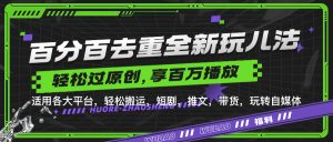 百分百去重新玩儿法,短剧,推文,带货神器,轻松过原创,享百万播放-享创网