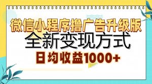 微信小程序撸广告升级版，全新变现方式，日均收益1000+-享创网