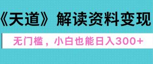 天道解读资料变现，无门槛，小白也能快速上手，稳定日入300+-享创网