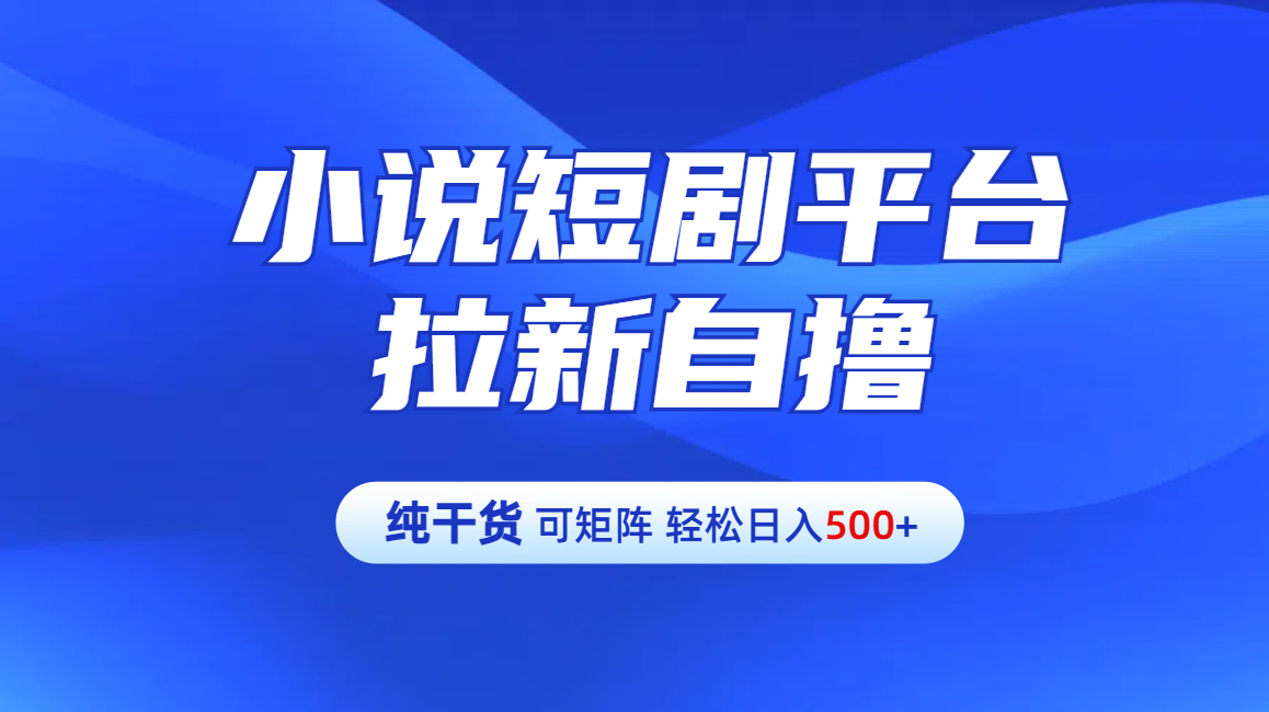 【纯干货】小说短剧平台拉新自撸玩法详解-单人轻松日入500+-享创网