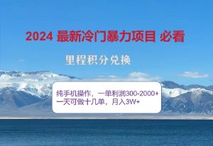 2024惊爆冷门暴利!出行高峰来袭,里程积分,高爆发期,一单300+—2000+,月入过万不是梦!-享创网