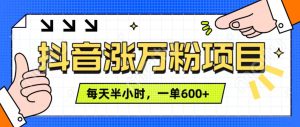 抖音快速涨万粉，每天操作半小时，1-7天涨万粉，可矩阵操作。一单600+-享创网