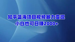 知乎蓝海项目视频暴力变现  小白也可日赚2000+-享创网