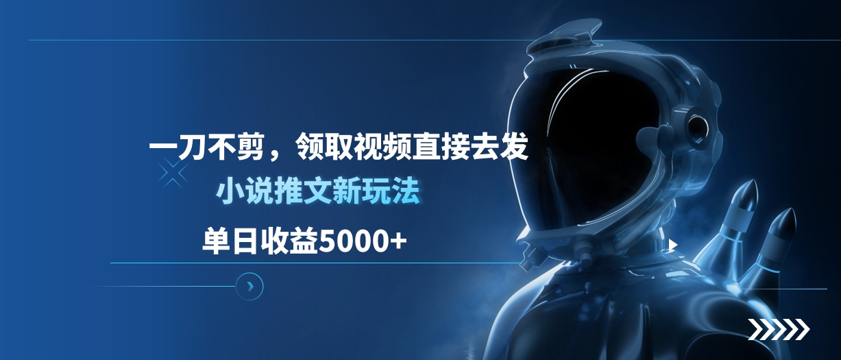 单日收益5000+，小说推文新玩法，一刀不剪，领取视频直接去发-享创网