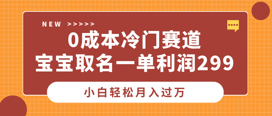 0成本冷门赛道，宝宝取名一单利润299，小白轻松月入过万-享创网