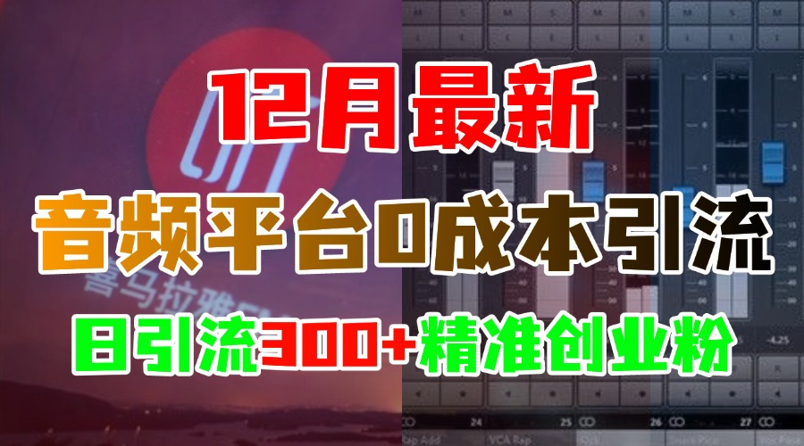 12月最新：音频平台0成本引流，日引300+精准创业粉-享创网